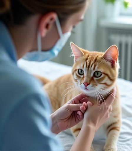 Spécialiste examinant un chat lors d'une consultation hygiène